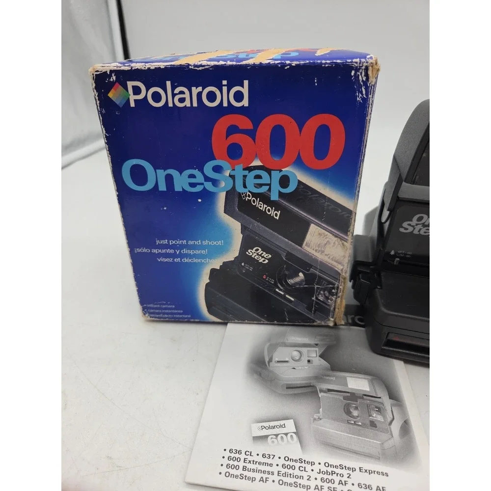 Vintage Polaroid One Step Close Up 600 Film Instant Camera w/ Strap Box WORKS